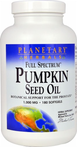 Planetary Herbals Full Spectrum™ Pumpkin Seed Oil Softgels 1000 mg Perspective: front