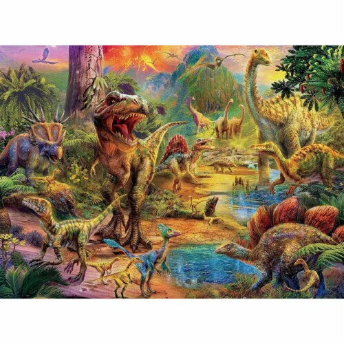 Ceaco 30374925 Dino Glow in The Dark Dino Landscape Puzzle - 100 Piece Perspective: front