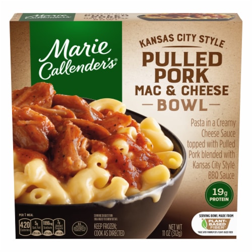 Marie Callender's Kansas City Style Pulled Pork Mac And Cheese Bowl Frozen Meal Perspective: front
