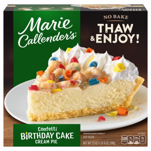 Marie Callender's Confetti Birthday Cake Cream No Bake Frozen Pie Perspective: front