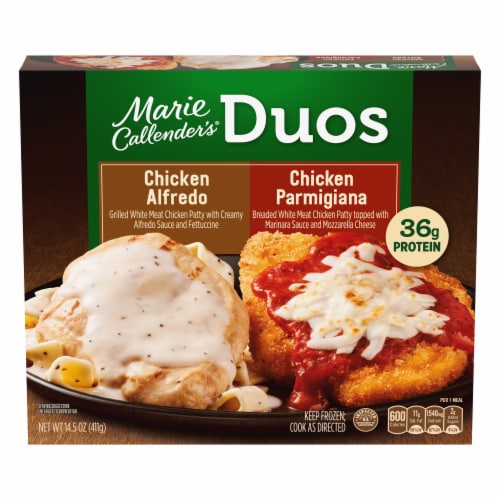 Marie Callender's Duos Chicken Alfredo & Chicken Parmigiana Frozen Meal Perspective: front