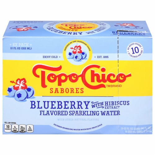 Topo Chico Sabores Blueberry With Hibiscus Extract Flavored Sparkling Water Cans Perspective: front
