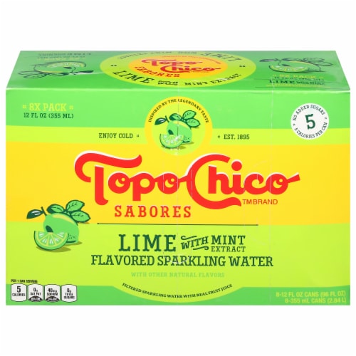 Topo Chico Sabores Lime With Mint Extract Cans Perspective: front