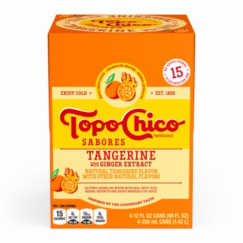 Topo Chico Sabores Tangerine With Ginger Extract Cans Perspective: front