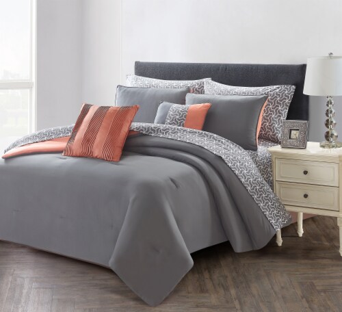 Harper Lane Charcoal/Rose Bed in a Bag Set - 9 Piece Perspective: front