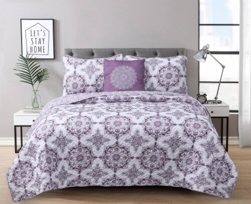 Harper Lane Dustin Purple 4 Piece Quilt Set Perspective: front