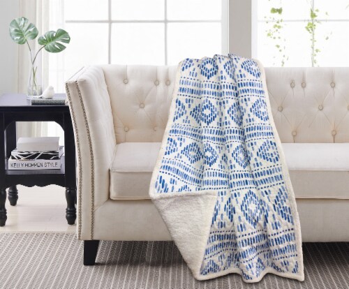 Harper Lane Austin Indigo Reverse To Sherpa Throw Perspective: front