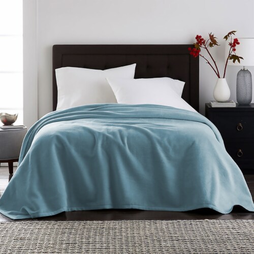 Harper Lane Mineral Blue Velvet Plush Blanket Perspective: front