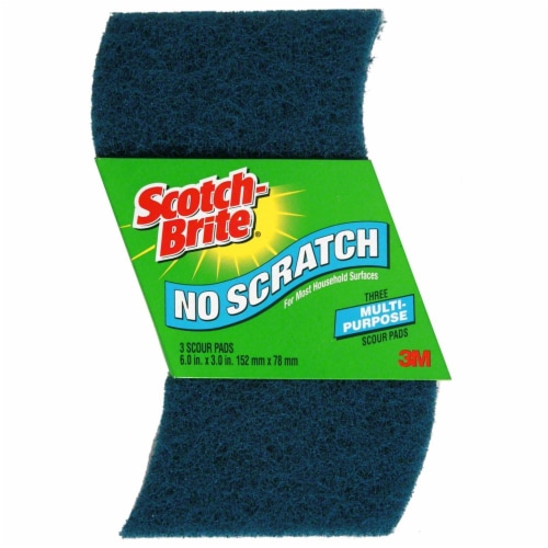 Scotch-Brite™ No-Scratch Scour Pad - 3 pk - Blue Perspective: front