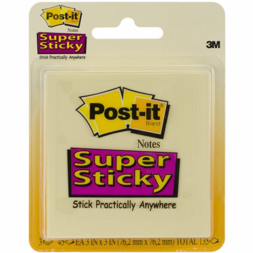 Post-it® Canary Yellow Super Sticky Notes - 3 Pack, 3 x 3 in - Harris Teeter