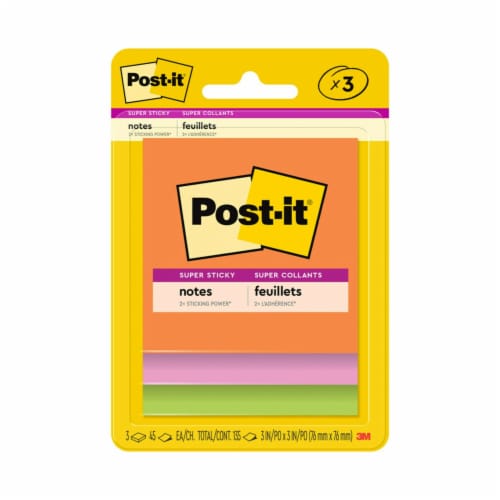 Post-it Super Sticky Large Notes, 6 x 4 in, Rio De Janeiro Colors, Pad of 45 Sheets, Pack of 8