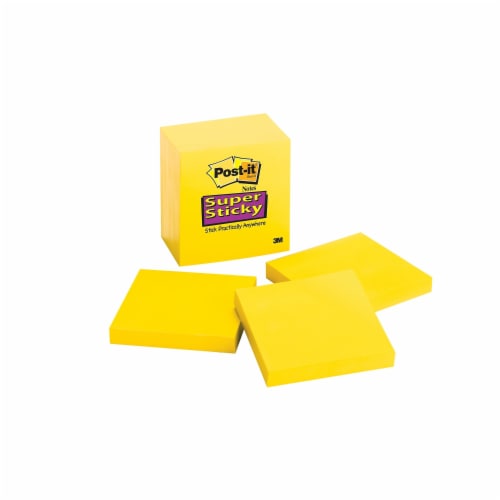 Post-it Super Sticky Notes 3 x 3 Electric Yellow 90 Sheets/Pad, 1