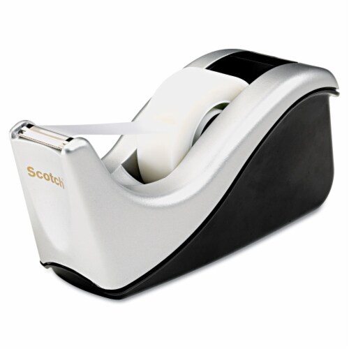 Scotch Value Desktop Tape Dispenser Attached 1  Core Black/Silver C60ST Perspective: front