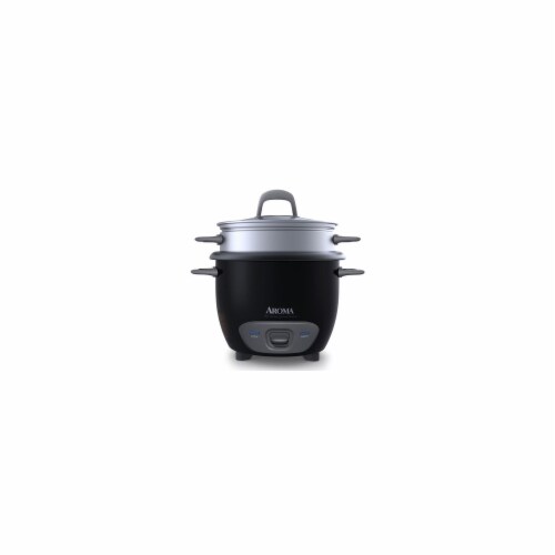 Aroma 6 Cup Rice Cooker, Black Perspective: front
