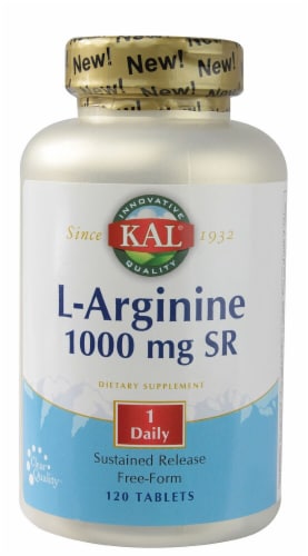 KAL L-Arginine Sustained Release 1000 mg Tablets Perspective: front