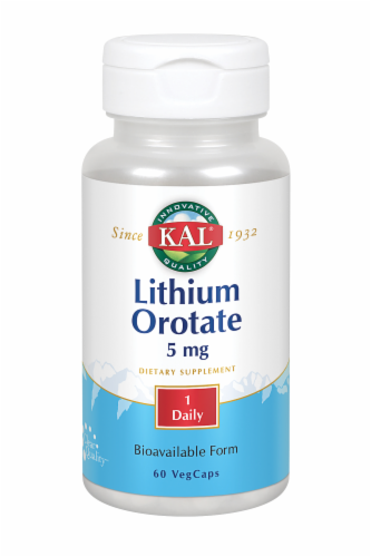 KAL Lithium Orotate 5 mg Veg Caps Perspective: front