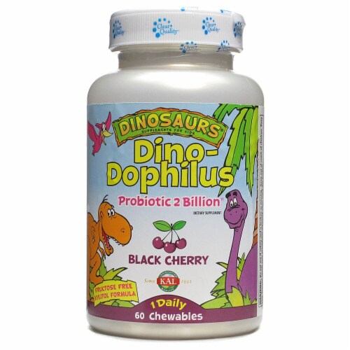 KAL Dinosaurs DinoDophilus Black Cherry Chewables Perspective: front