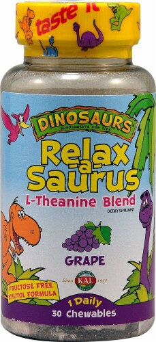 KAL Dinosaurs Relax-a-Saurus L-Theanine Blend Grape Chewables Perspective: front