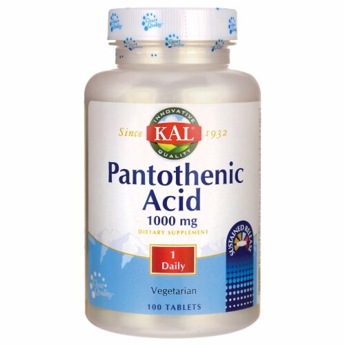 Kal Pantothenic Acid Sustained Release 1,000 mg 100 Tabs Perspective: front