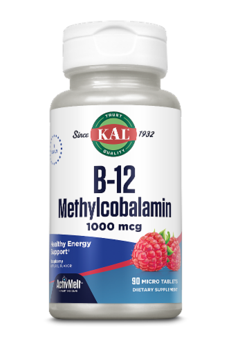 KAL B-12 Methylcobalamin Red Raspberry 1000 mcg Tablets Perspective: front