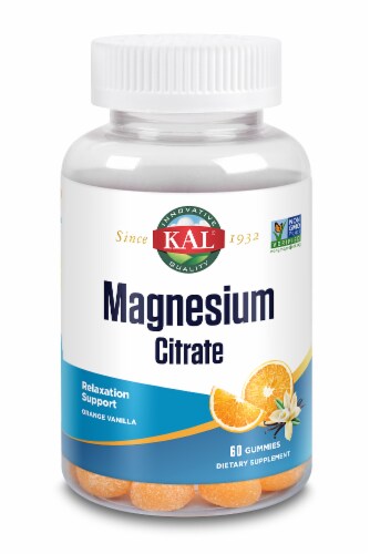KAL Orange Vanilla Magnesium Citrate Gummies Perspective: front