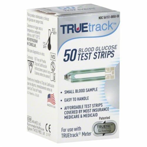 True Track Blood Glucose Strips Perspective: front