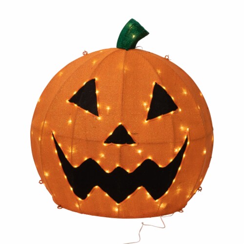 Gardman USA G48WB4009559 28 in. Orange Burlap Lighted Jack O Lantern Perspective: front