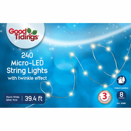 Good Tidings Micro LED String Lights - 240 Pack - White Perspective: front