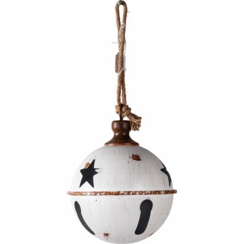 Good Tidings Hanging Metal Ball Decor - White Perspective: front