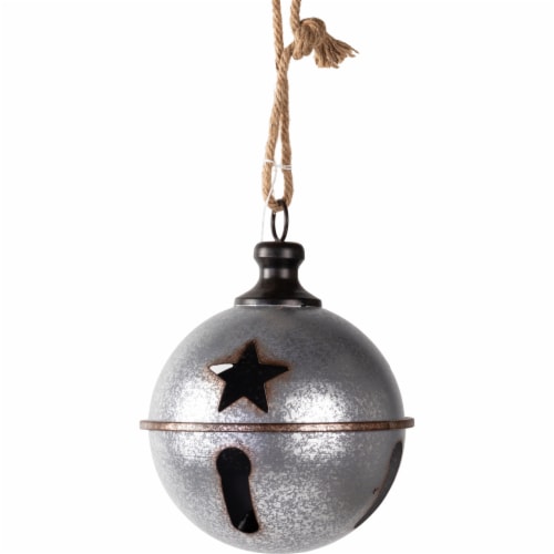 Good Tidings Hanging Metal Ball Decor - Silver Perspective: front