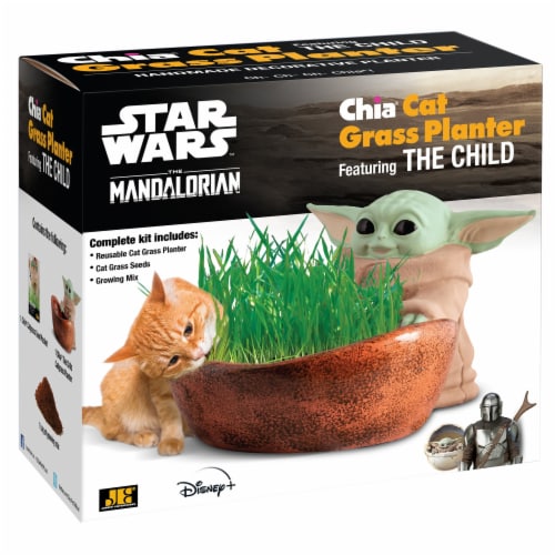 Chia Cat Grass Planter ft. The Child (Star Wars - 'The Mandalorian') Perspective: front