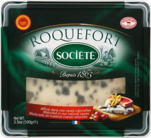 Societe Roquefort Cheese Wedge Perspective: front