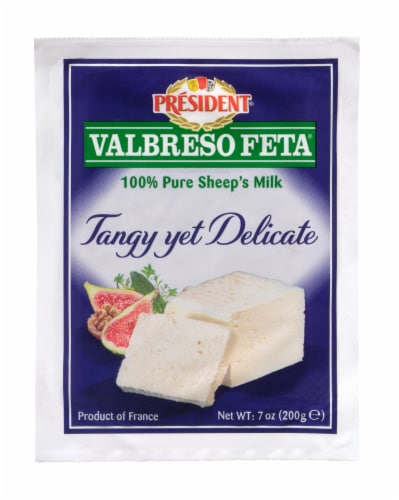 President Valbreso Feta Sheep's Milk Cheese Perspective: front