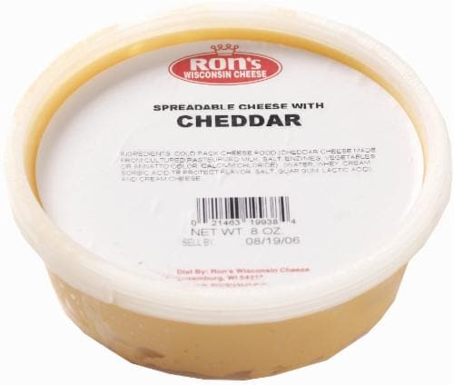 Ron's Spreadable Cheese with Cheddar Perspective: front