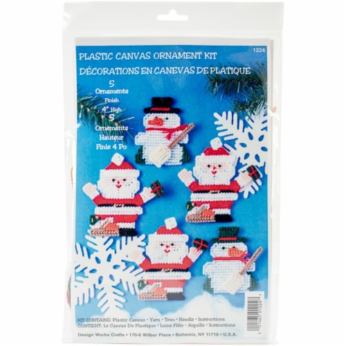 Design Works Plastic Canvas Ornament Kit 4 Set of 5-Santa