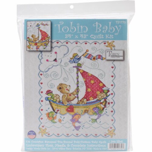 Sail Away Baby Quilt Stamped Cross Stitch Kit- 