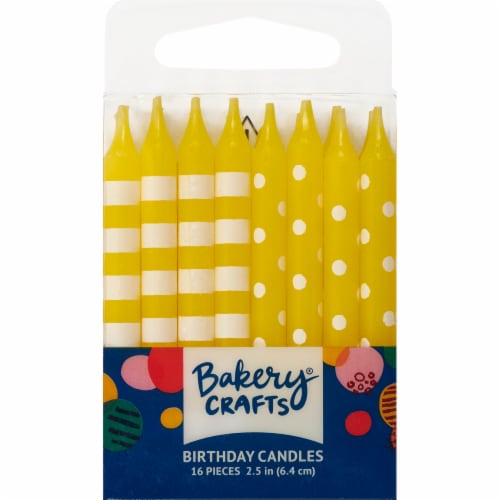 Bakery Crafts Yellow with Stripes & Polka Dots Birthday Candles Perspective: front