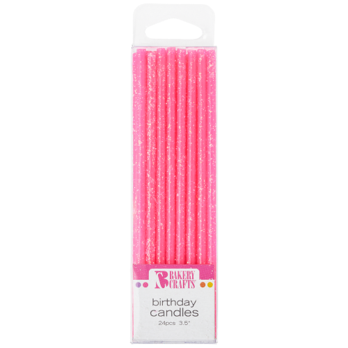 Bakery Crafts Pink Slim Glitter Birthday Candles Perspective: front