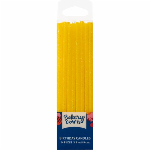 Bakery Crafts Yellow Slim Glitter Birthday Candles Perspective: front