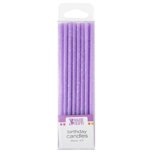 Bakery Crafts Purple Slim Glitter Birthday Candles Perspective: front