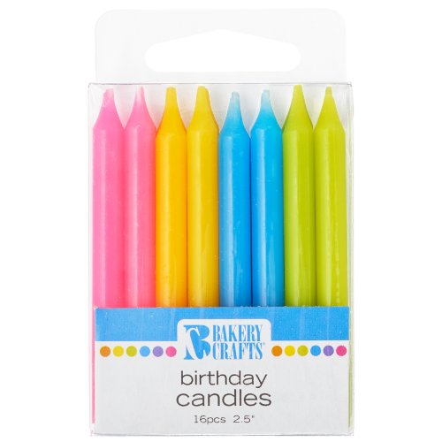 Bakery Crafts Assorted Colors Smooth Birthday Candles Perspective: front