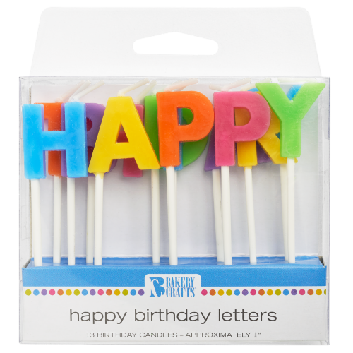 Bakery Crafts Happy Birthday Letters Cake Candles Perspective: front