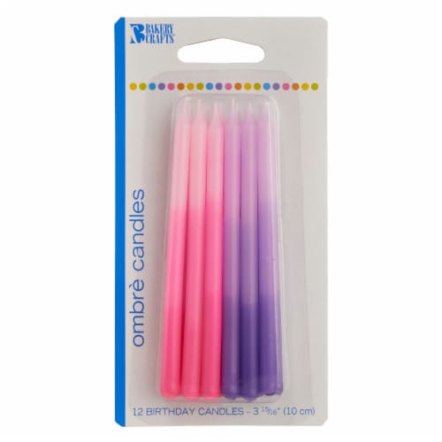 Bakery Crafts Pink & Purple Birthday Candles 12 Count Perspective: front