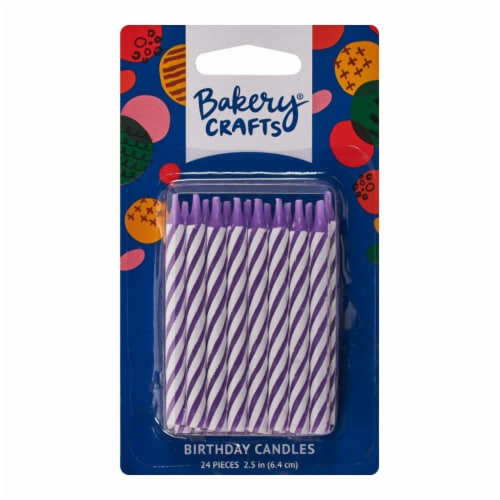 Bakery Crafts® Purple Striped Birthday Candles Perspective: front