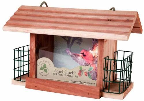 Pennington Snack Shack Bird Feeder - Cedar Perspective: front