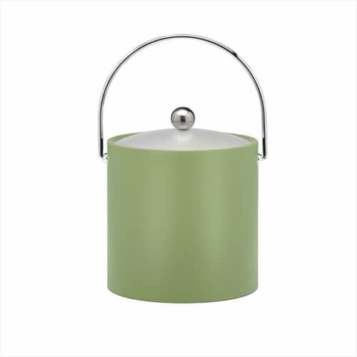 Kraftware 14666 B.C. Mist Green 3 Quart Ice Bucket- Chrome Bale Handle- Chrome Flat Knob- Fro Perspective: front