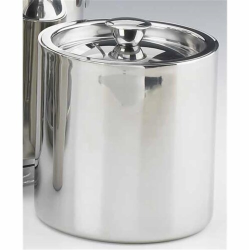 Kraftware 70389 Polished Stainless Steel 1.5 Quart Doublewall Insulated Ice Bucket No Handle Perspective: front