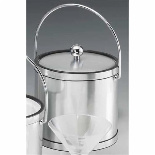 Kraftware 76368 Mylar Brushed Chrome 3 Quart Ice Bucket with Chrome Bale Handle  Bands Perspective: front
