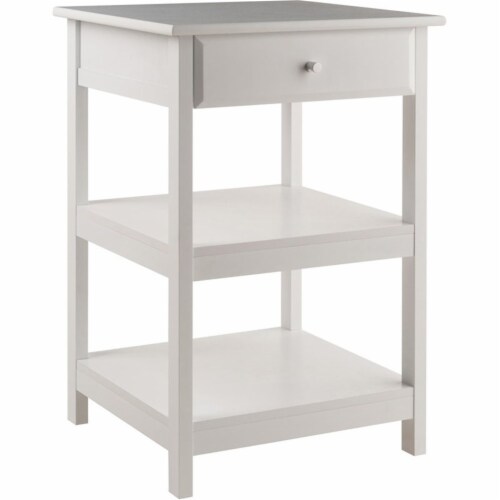 Winsome Delta 2 Shelf Transitional Wooden Printer Stand in White Perspective: front