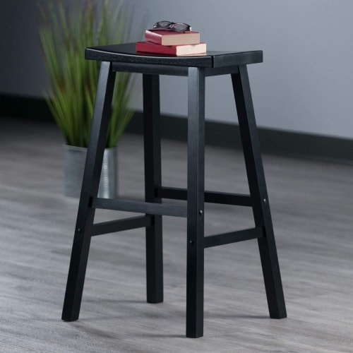 Winsome 29 Bar Saddle Stool in Black Perspective: front